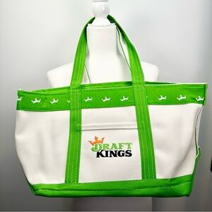 DraftKings DK Green and White Canvas Tote Bag